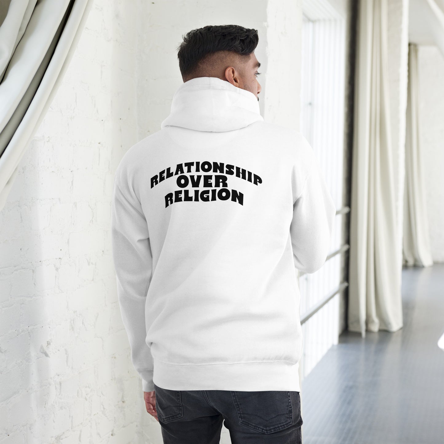 Embroidered Matthew 1926 Relationship Over Religion Hoodie